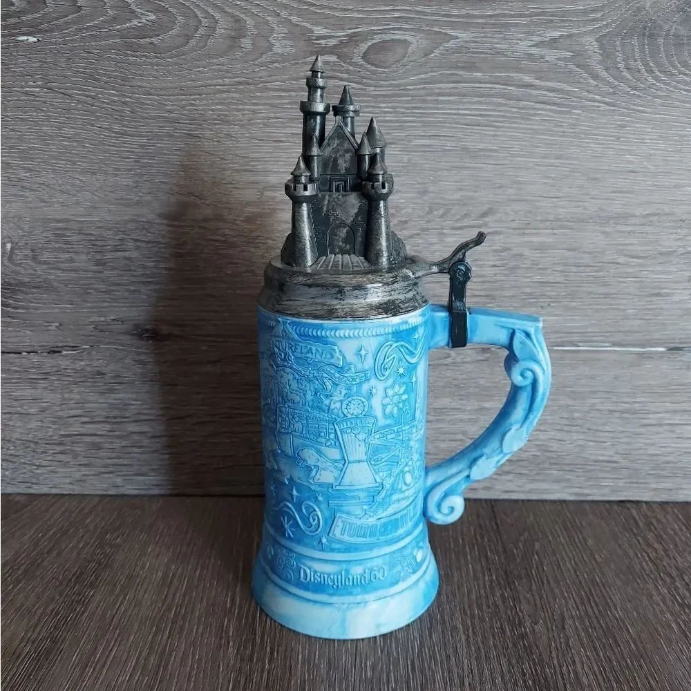 Disneyland 60th Anniversary Blue Stein Mug Castle Disney Souvenir Cup Castle New